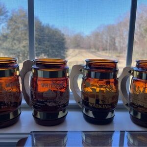 Vintage Amber Siesta Ware NY Glass Mugs Set